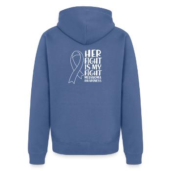 Hautkrebs Melanom - Unisex Premium Bio Zip Hoodie - Taubenblau - Hinten - Nico (187cm)