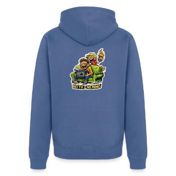 No TV – No Panic - Unisex Premium Bio Zip Hoodie - Taubenblau - Hinten - Nico (187cm)