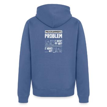 Problème de programmeur en informatique - Veste à capuche bio Premium Unisexe - bleu pigeon - Dos - Nico (187cm)
