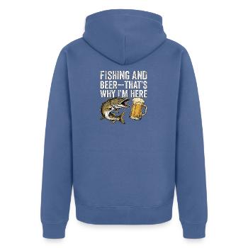 Fishing And Beer - Unisex Premium Organic Zip Hoodie - stone blue - Back - Nico (187cm)