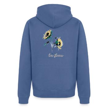 Sunflower Brushstroke Les Fleurs - Unisex Premium Organic Zip Hoodie - stone blue - Back - Nico (187cm)