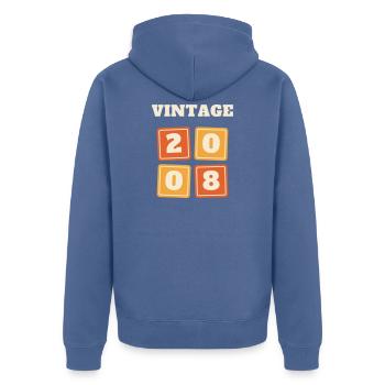 Vintage 2008 Retro Jahrgang 18. Geburtstag Geschen - Unisex Premium Bio Zip Hoodie - Taubenblau - Hinten - Nico (187cm)