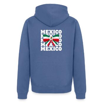 MEXICO Mexikanische Flagge Nationalstolz - Unisex Premium Bio Zip Hoodie - Taubenblau - Hinten - Nico (187cm)