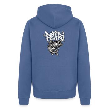Zander Angler Graffiti Handwriting - Unisex Premium Organic Zip Hoodie - stone blue - Back - Nico (187cm)