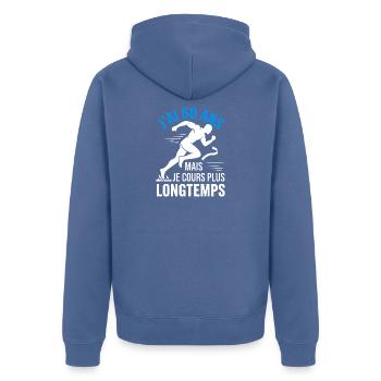 50 Ans Je Cours Plus Longtemps Humour Coureur - Veste à capuche bio Premium Unisexe - bleu pigeon - Dos - Nico (187cm)