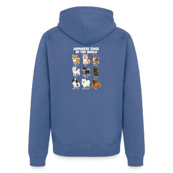 Japanese Dog Breed Chart Cute - Unisex Premium Organic Zip Hoodie - stone blue - Back - Nico (187cm)