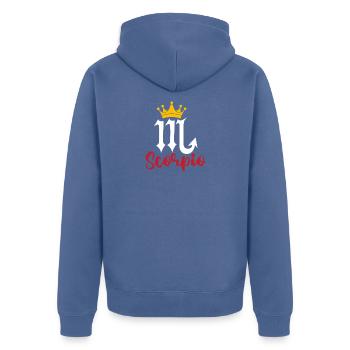 Sternzeichen Skorpion - Unisex Premium Bio Zip Hoodie - Taubenblau - Hinten - Nico (187cm)