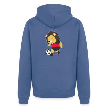 Löwe Fußballspieler Fußball - Unisex Premium Bio Zip Hoodie - Taubenblau - Hinten - Nico (187cm)