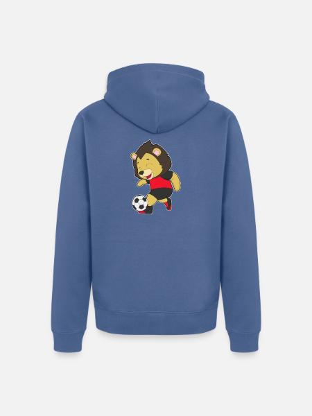 Löwe Fußballspieler Fußball - Unisex Premium Bio Zip Hoodie - Taubenblau