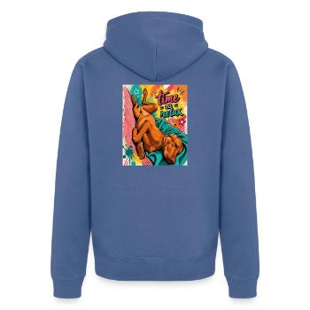 Time To Relax / Vizsla art work - Unisex Premium Organic Zip Hoodie - stone blue - Back - Nico (187cm)
