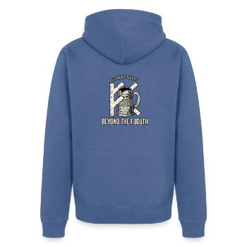 Germanen Runen Bier - Unisex Premium Bio Zip Hoodie - Taubenblau - Hinten - Nico (187cm)