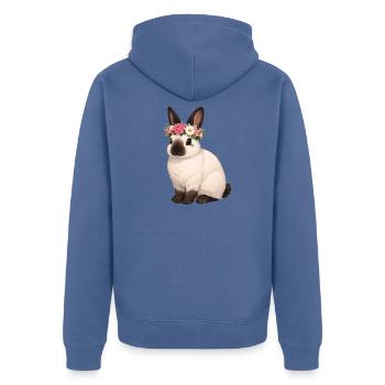Californian Rabbit - Unisex Premium Organic Zip Hoodie - stone blue - Back - Nico (187cm)