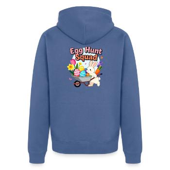 Egg Hunt Squad Bunny Easter Design - Unisex Premium Organic Zip Hoodie - stone blue - Back - Nico (187cm)