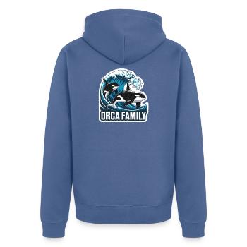Orca Family Family Killer Whale Ocean Sea Whales - Unisex Premium Organic Zip Hoodie - stone blue - Back - Nico (187cm)