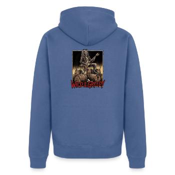 80er Heavy Metal Wild und Gierig Bier Festival - Unisex Premium Bio Zip Hoodie - Taubenblau - Hinten - Nico (187cm)