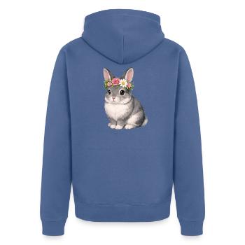 Lapin chinchilla - Veste à capuche bio Premium Unisexe - bleu pigeon - Dos - Nico (187cm)