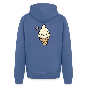 Cornet de glace à la vanille Kawaii - Veste à capuche bio Premium Unisexe - bleu pigeon - Dos - Nico (187cm)