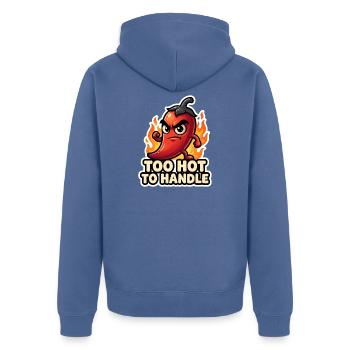 Chili piquant : trop fort pour être touché - Veste à capuche bio Premium Unisexe - bleu pigeon - Dos - Nico (187cm)