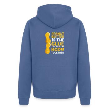 Erdnussbutter - Unisex Premium Bio Zip Hoodie - Taubenblau - Hinten - Nico (187cm)
