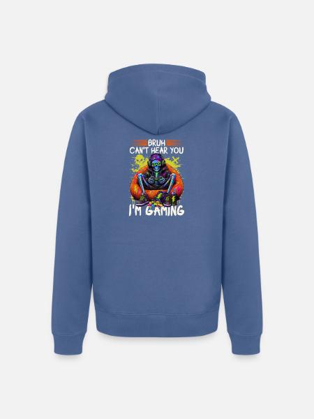Skeleton Gamer Gaming Halloween - Unisex Premium Bio Zip Hoodie - Taubenblau