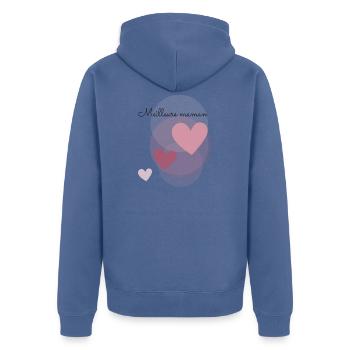 MAMAN. FÊTE DES MÈRES. COEUR. FÊTE. BONNE FÊTE - Veste à capuche bio Premium Unisexe - bleu pigeon - Dos - Nico (187cm)