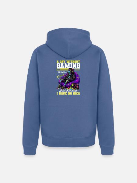 Skeleton Gamer Gaming Halloween - Unisex Premium Bio Zip Hoodie - Taubenblau