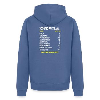 Sternzeichen Skorpion - Unisex Premium Bio Zip Hoodie - Taubenblau - Hinten - Nico (187cm)
