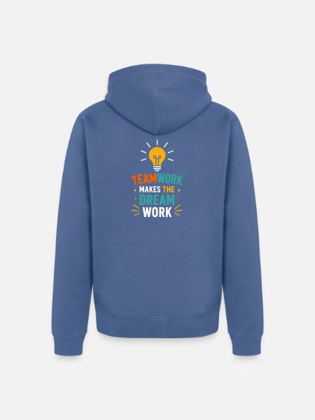 Teamarbeit beleuchtet die Traumarbeit - Unisex Premium Bio Zip Hoodie - Taubenblau