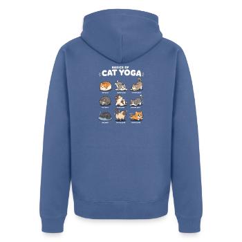  Lustige Yoga-positionen Für Katzen, - Unisex Premium Bio Zip Hoodie - Taubenblau - Hinten - Nico (187cm)