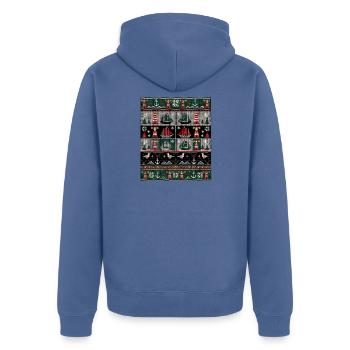 Weihnachten Seefahrer Strickdesign - Unisex Premium Bio Zip Hoodie - Taubenblau - Hinten - Nico (187cm)