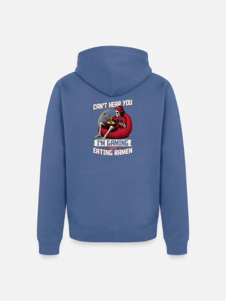 Funny Gaming and Ramen Gamer Skeleton - Unisex Premium Bio Zip Hoodie - Taubenblau