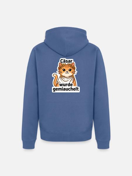 Geschichtslehrer Cäsar Katze - Historiker Geschenk - Unisex Premium Bio Zip Hoodie - Taubenblau