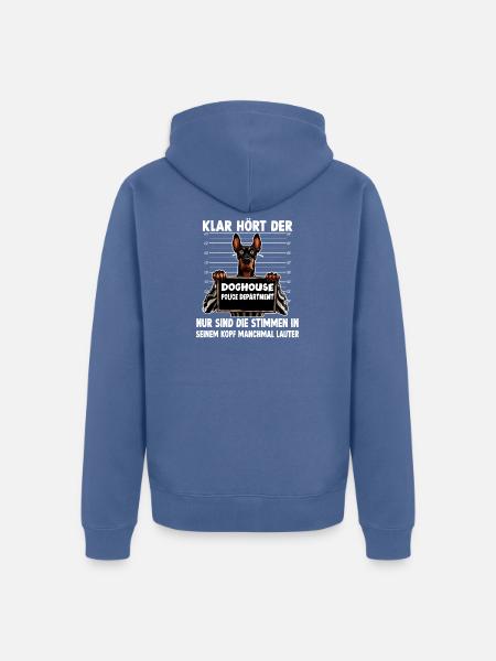 Witziges Dobermann Hund Dobermann Hunde - Unisex Premium Bio Zip Hoodie - Taubenblau