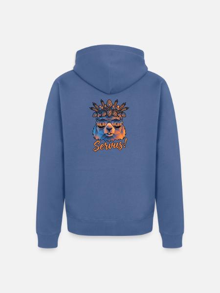 Pol Art Servus Bierzelt Alpenmurmeltier - Unisex Premium Bio Zip Hoodie - Taubenblau