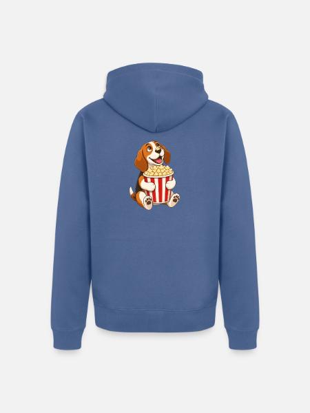 Beagle mit Popcorn - Unisex Premium Bio Zip Hoodie - Taubenblau