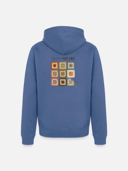 Granny Square Häkelmuster Bunte Wolle - Unisex Premium Bio Zip Hoodie - Taubenblau