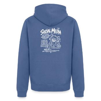 Social Media – Weil normale Menschen zu wenig Dram - Unisex Premium Bio Zip Hoodie - Taubenblau - Hinten - Nico (187cm)