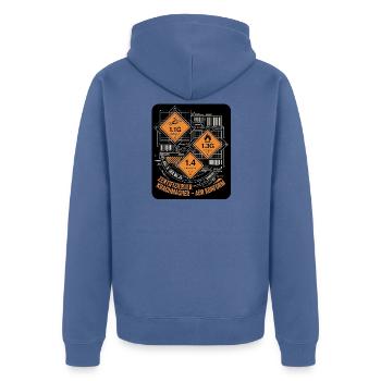 Pyro Gefahrgut - Unisex Premium Bio Zip Hoodie - Taubenblau - Hinten - Nico (187cm)