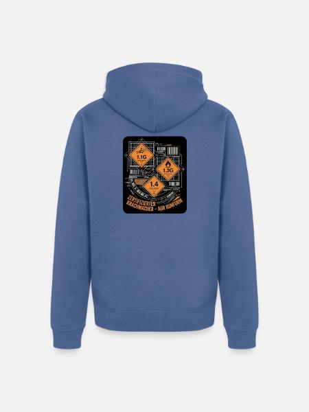 Pyro Gefahrgut - Unisex Premium Bio Zip Hoodie - Taubenblau