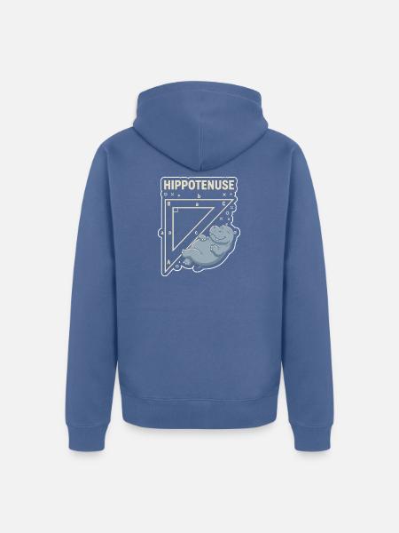 Hypotenusen-Hippo Traum - Unisex Premium Bio Zip Hoodie - Taubenblau