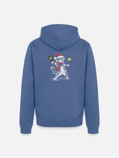 Weihnachtskatze Tennisheld - Unisex Premium Bio Zip Hoodie - Taubenblau
