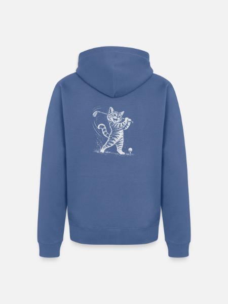 Katze spielt Golf - Unisex Premium Bio Zip Hoodie - Taubenblau