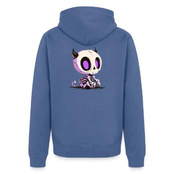 Cute Chibi Devil Skull - Unisex Premium Bio Zip Hoodie - Taubenblau - Hinten - Nico (187cm)