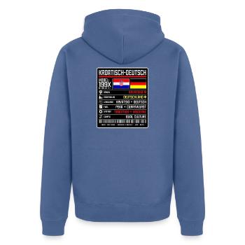 Deutschkroaten - zwischen zwei Kulturen 199x - Unisex Premium Bio Zip Hoodie - Taubenblau - Hinten - Nico (187cm)