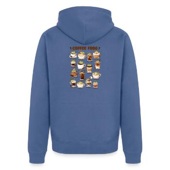 Kaffee Frosch Kawaii Niedlicher Frosch Liebhaber - Unisex Premium Bio Zip Hoodie - Taubenblau - Hinten - Nico (187cm)