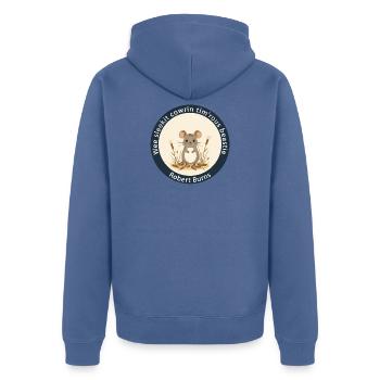 Wee Sleekit Cowrin Tim'rous Beastie Maus-Emblem - Unisex Premium Bio Zip Hoodie - Taubenblau - Hinten - Nico (187cm)