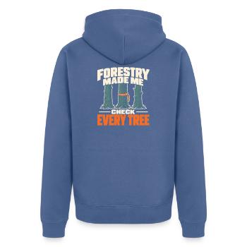 Forstwirtschaft Förster Forstmanagement - Unisex Premium Bio Zip Hoodie - Taubenblau - Hinten - Nico (187cm)