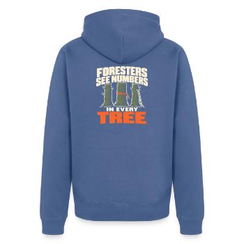 Forstwirtschaft Förster Forstmanagement - Unisex Premium Bio Zip Hoodie - Taubenblau - Hinten - Nico (187cm)