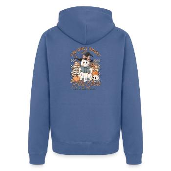 Kein Geist wie der Heilige Geist Halloween - Unisex Premium Bio Zip Hoodie - Taubenblau - Hinten - Nico (187cm)