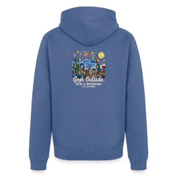  Funny Gogh Outside Mexican Independence Day 16 - Unisex Premium Bio Zip Hoodie - Taubenblau - Hinten - Nico (187cm)